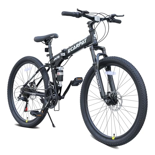 richvelo 26 Inch Foldable Mountain Bike, 21 Speed with Double Shock Effect, High Carbon Steel Frame,...