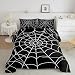 Spider Web Comforter Set Queen Size Halloween Decorations Comforter for Kids Teens Boys Girls Women Men Black White Bedding Set Spiderweb Quilt Set Bedroom Decor 3Pcs with 2 Pillow Case Duvet Insert