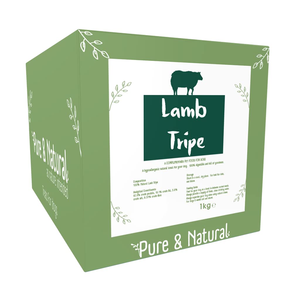 Pure & Natural Lamb Tripe Sticks for Dogs - 1 kg (Pack of 1), Brown