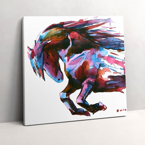 Tableaux 60x60cm de peinture murale aquarelle avec tête de cheval pour décoration salon