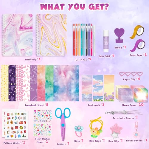 MUEZDUR 2 Pack DIY Journal Kit for Girls, Journaling Diary Toys for ages 8-13, Arts and Crafts Birthday Stationary Set Gifts for Teen Girls Ages 8 9 10 11 12 13 14 Year Old - Image 2