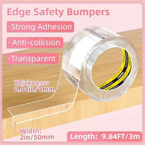Image of Clear Soft Corner Protectors for Baby Safety,2in (W) x 9.84FT(L), Baby Proof Corner Guards & Edge Protectors, Table Bumper for Furniture, Window & Wall Edge Protection