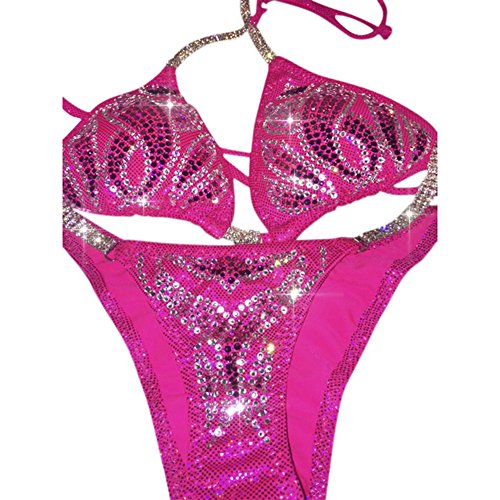 Hot Pink Bikini Competition Contest Bikinis Rhinestone Bikini w Padded top (Small Hips 32"-34", A/B)3