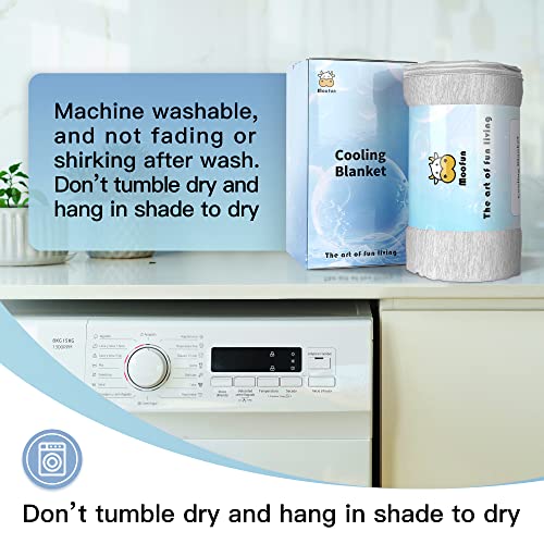 Moofun Cooling Blanket-Queen Size 80 * 90 Inches Q-Max >0.46 Arc-Chill Technology Cooling Blankets Hot Sleepers Night Sweats Hot Flashes Cool Thin Soft Lightweight Machine Washable-Light Grey #TOP5