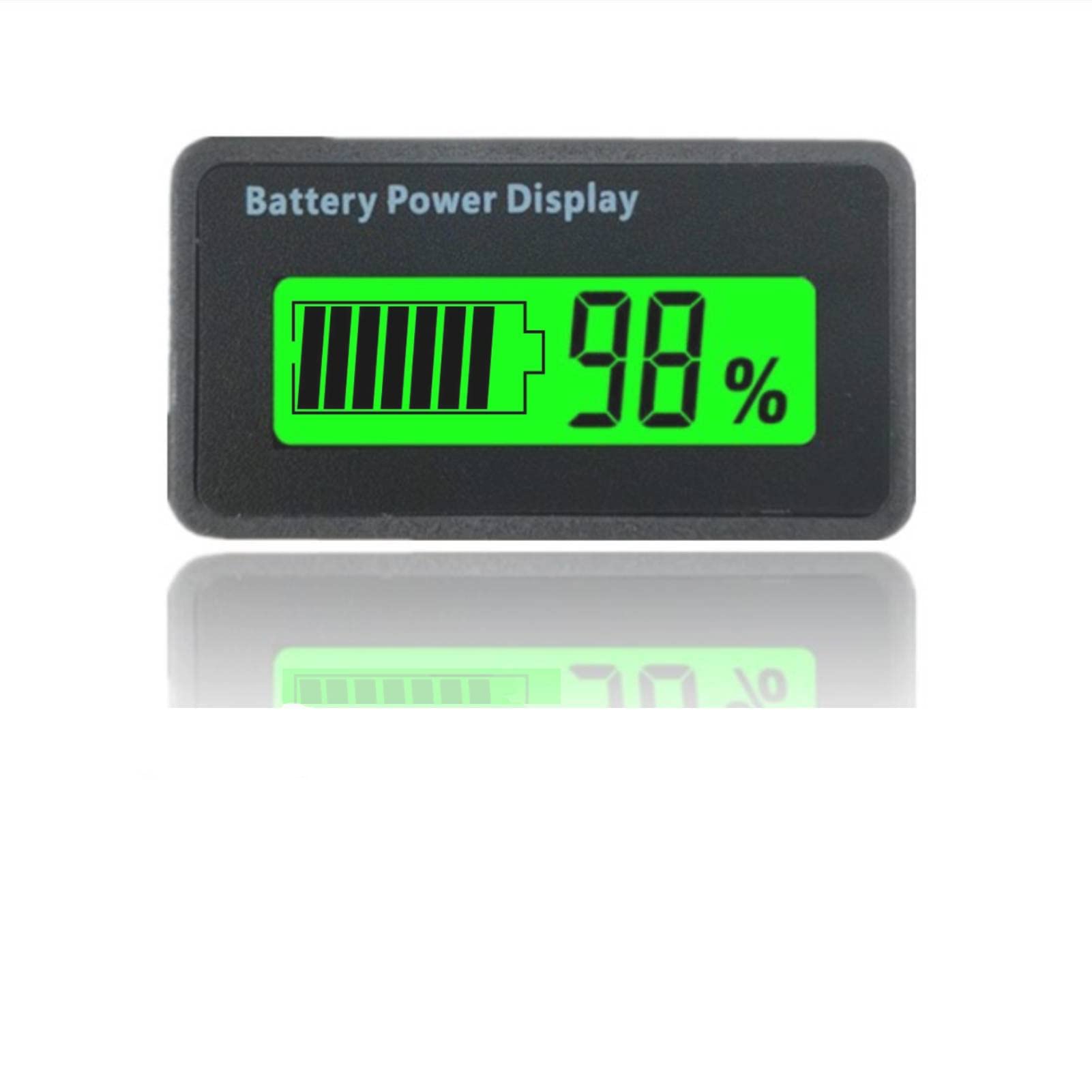 Universal Battery Capacity Indicator Tester Voltmeter with LCD Display, 12-48V Battery Power Display with Reverse Connection (Green)