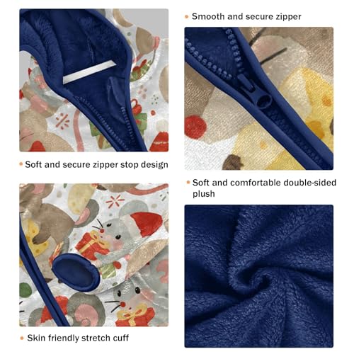 Mice with Cheese Xmas Toddler Fleece Jacket Girl Boys Hooded Fleece Jacket Coat Warm Outwear Zip-up 3-10T3