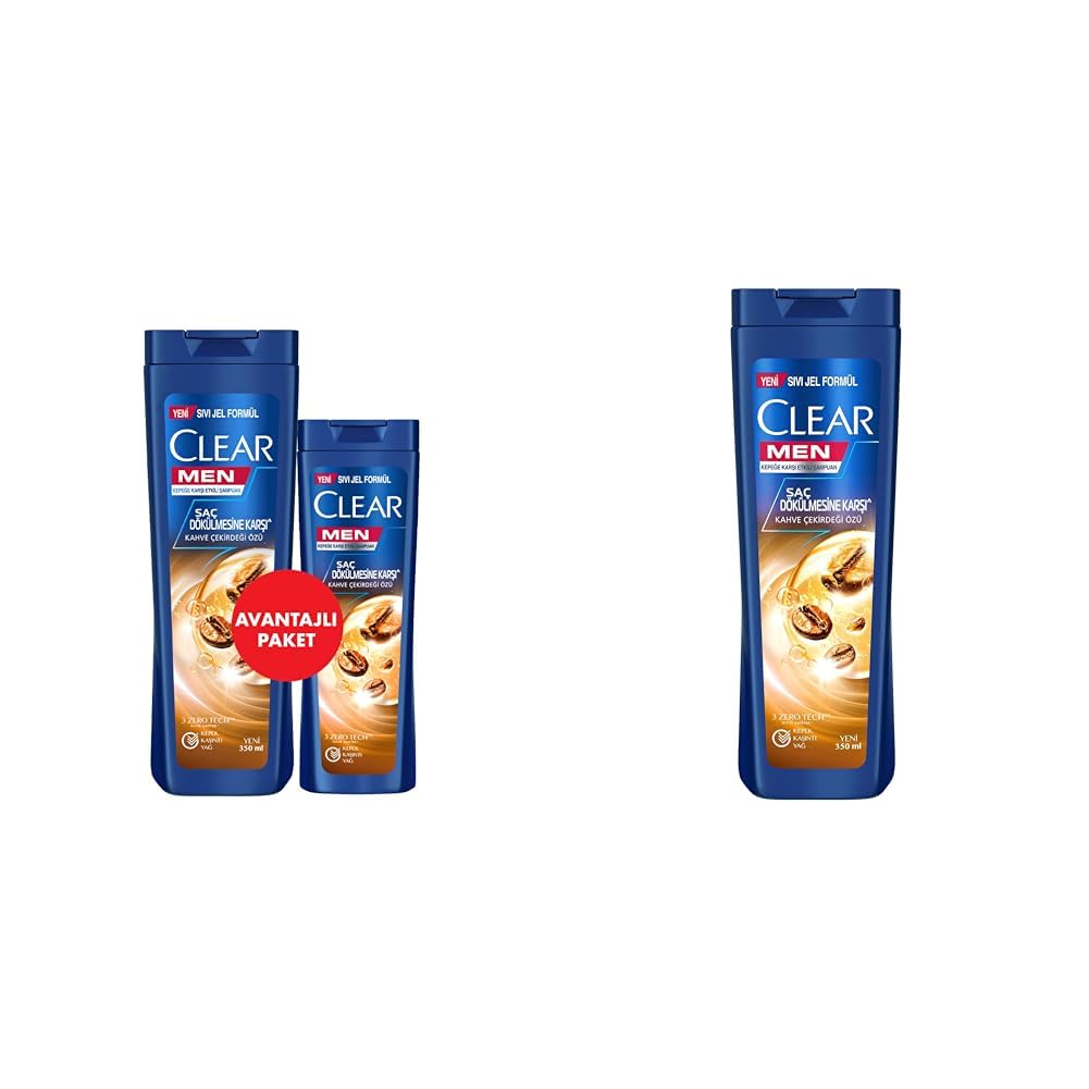 Clear Men Kepeğe Karşı Etkili Şampuan Saç Dökülmesine Karşı Kahve Çekirdeği Özü (350 ml + 180 ml)(1) Clear Men Kepeğe Karşı Etkili Şampuan Saç Dökülmesine Karşı Kahve Çekirdeği Özü 350 ml(2)