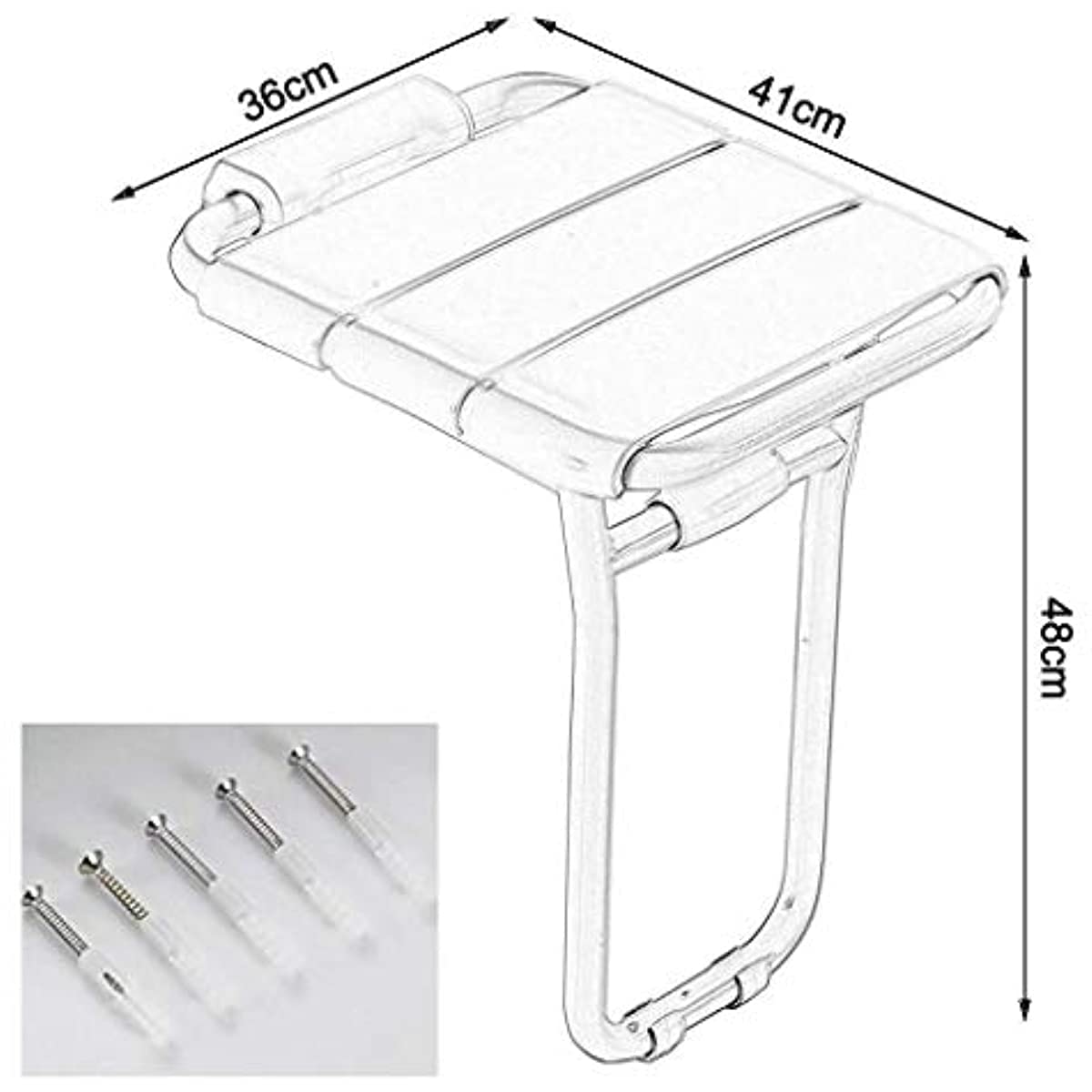 Taburete de ducha plegable, asiento de ducha plegable montado en la pared, asiento de plástico antideslizante con patas de acero inoxidable, ideal para personas mayores y seguridad en el baño, diseño