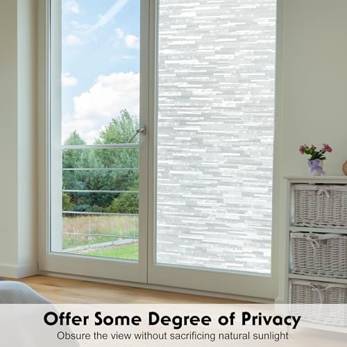 Image of Volcanics Window Privacy Film with Installation Tools, Frosted Glass Window Film, Removable Window Clings for Home Office, Static Cling Opaque Stickers, UV Blocking 17.5 x 78.7 Inches