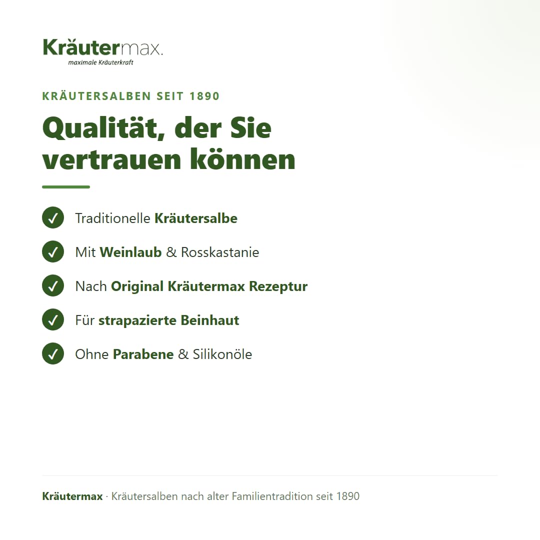 Kräutermax Weinlaub Salbe mit Rosskastanie Extrakt Creme 100 ml Weinlaub 100 ml (1er Pack)