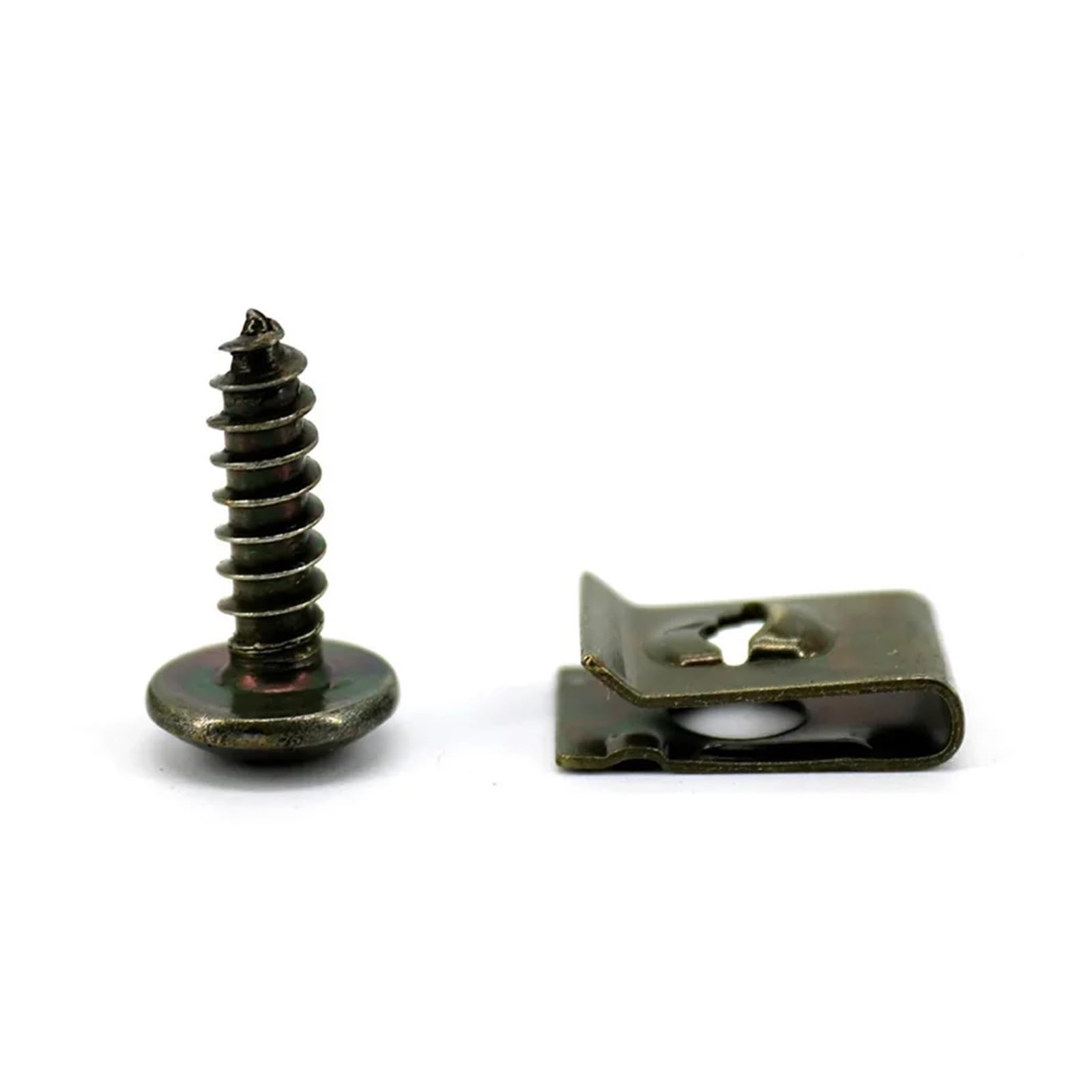 FDCSKINX Mixed Car Motorcycles Metal Screw Tapping Fastener Clip U-Type with Protection Buckle Iron Sheet(10pcs Clips)