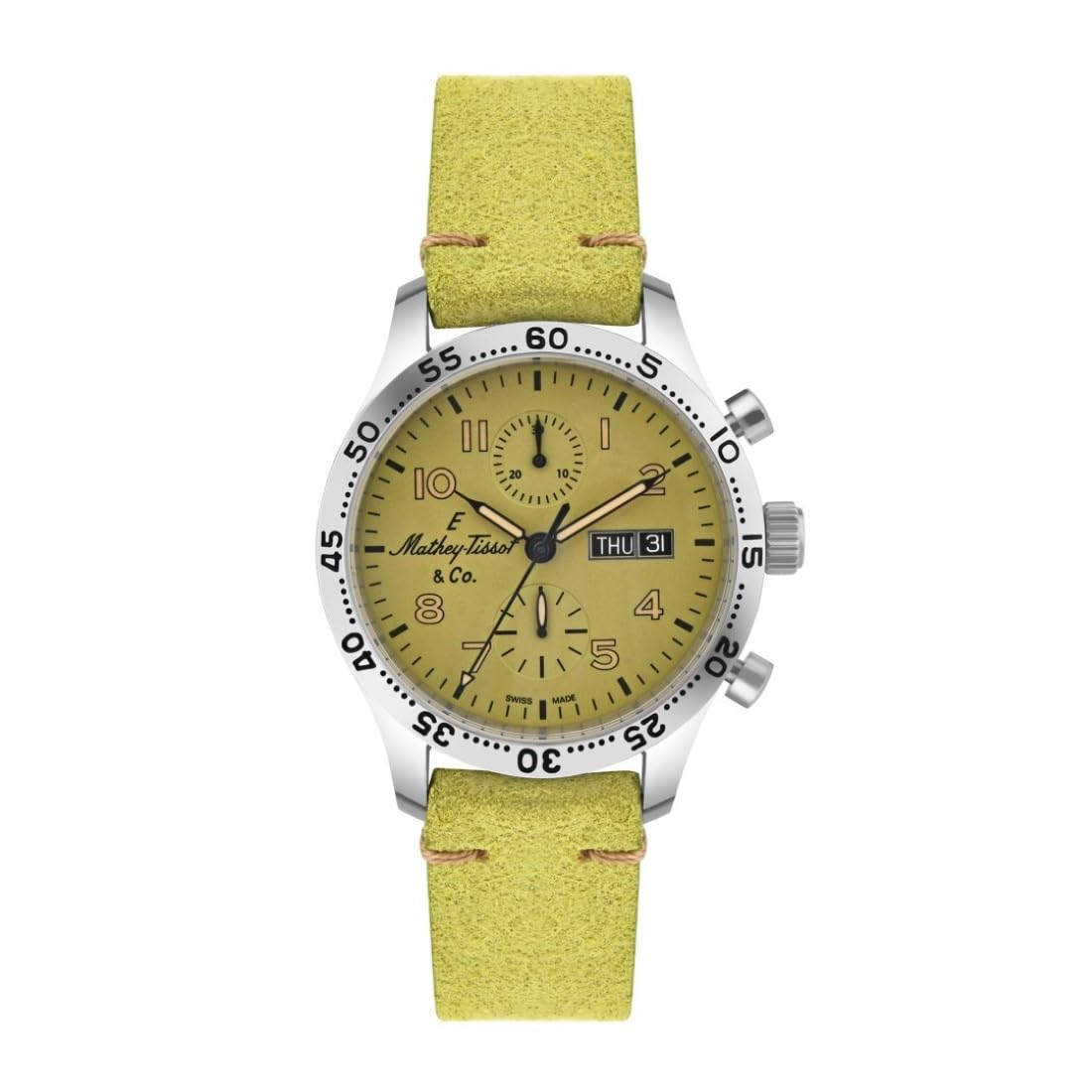 Mathey-Tissot Stainless Steel Type 21 Chrono Auto Chronograph Automatic Green Dial Men Watch - H1821Chtlv, Green Band (B0CQC7D8LV) Amazon Price History, Amazon Price Tracker