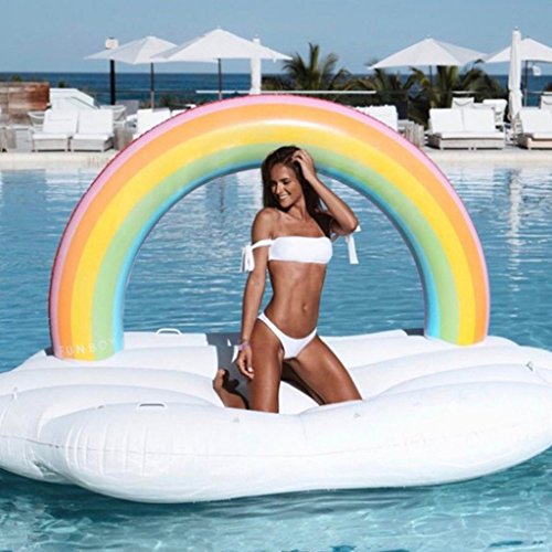 Rainbow Island Inflatable Water Pool Float, TG Outdoor Vacation Beach Loungers Lake Ride-Ons River Raft, Funny Inflatable Pool Party Toys For Adults Kids,82 * 55 * 53 In