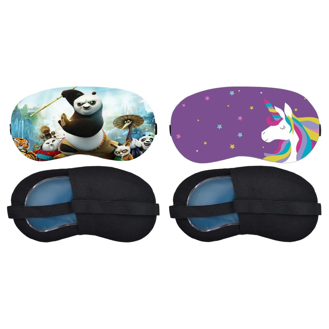Aoxeria Kung Fu Panda, Rainbow Unicorn Sleeping Eye Mask Combo, Soft Comfortable Light-Blocking Eye Cover for Women, Men & Kids, Reusable Blindfold for Night Sleep, Nap, Travel, Flight (Pack of 2)-image-15