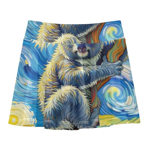 Cute Koala Bear Starry Night Tennis Skirts Toddler Pink Cute Athletic Shorts for Girls Skorts Pleated 4t