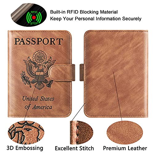 Passport And Vaccine Card Holder Combo Passport Holder Cover Wallet Case Leather Travel Wallet Rfid Blocking For Men Women (2#Brown) #TOP3