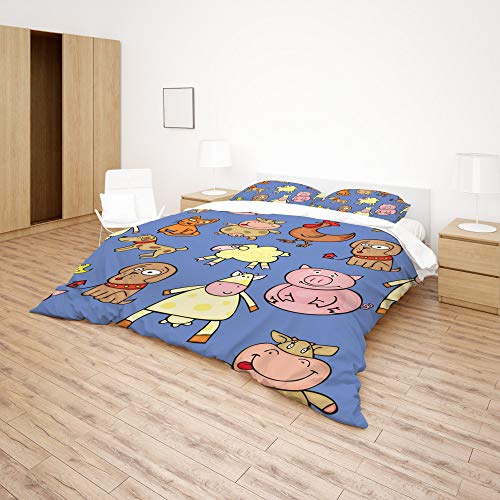 Parure de lit King Size facile d'entretien anti-plis grand lit motif animaux moderne