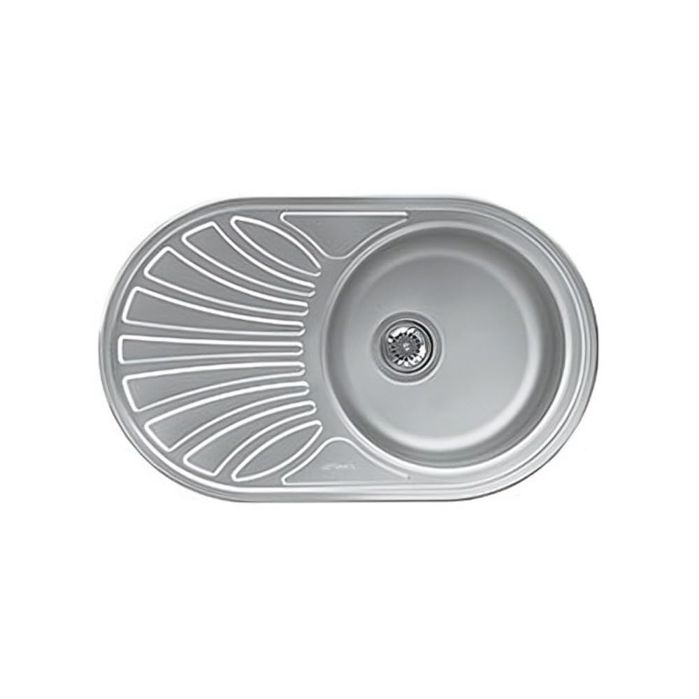 Lavello ovale incasso 1 vasca e gocciolatoio sinistro 78x48 cm - Smeg LMEL77S inox