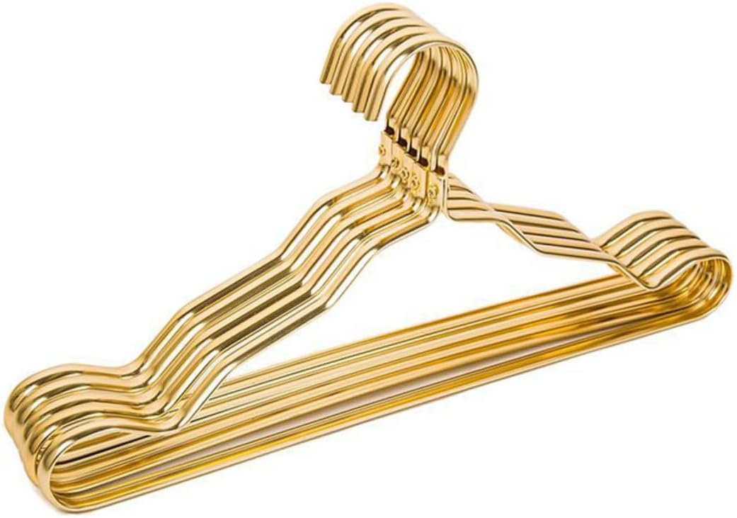 10pcs Aluminum Alloy Clothes Hangers for Adults and Golden Coat Hangers with Classic Shape Space-Saving Wrinkle-Resistant Suitable for Home Laundry and Clothing Shops