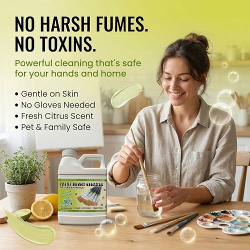 Image of Green Piece Completely Non-Toxic Paint Brush Cleaner (Made in USA) for Paint Cleanup for Brushes (Combo Pack - Paint Brush Cleaner with Mat)