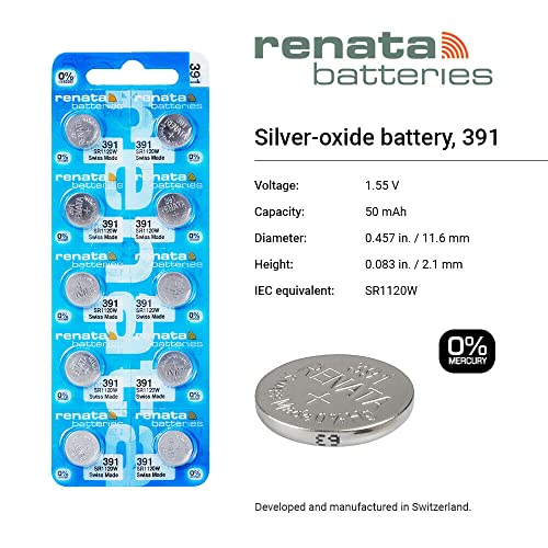 Batería Renata 391 SR1120W Silver Oxide 1.55V, 2 unidades miniatura 2