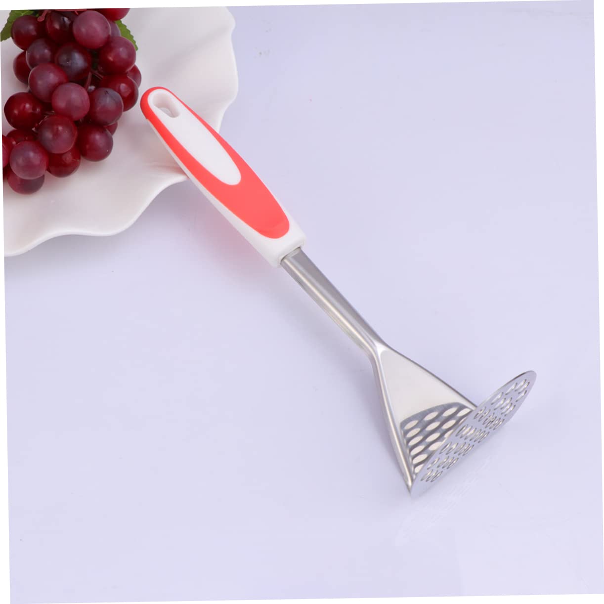 BRIGHTFUFU Potato Masher Gadget Mashers Potato Smasher Vegetable Puree Potatoes Masher Kitchen Ricer Stainless Orange Food Masher Fruit Masher Food Smasher Ground Meat Masher Ricing Press
