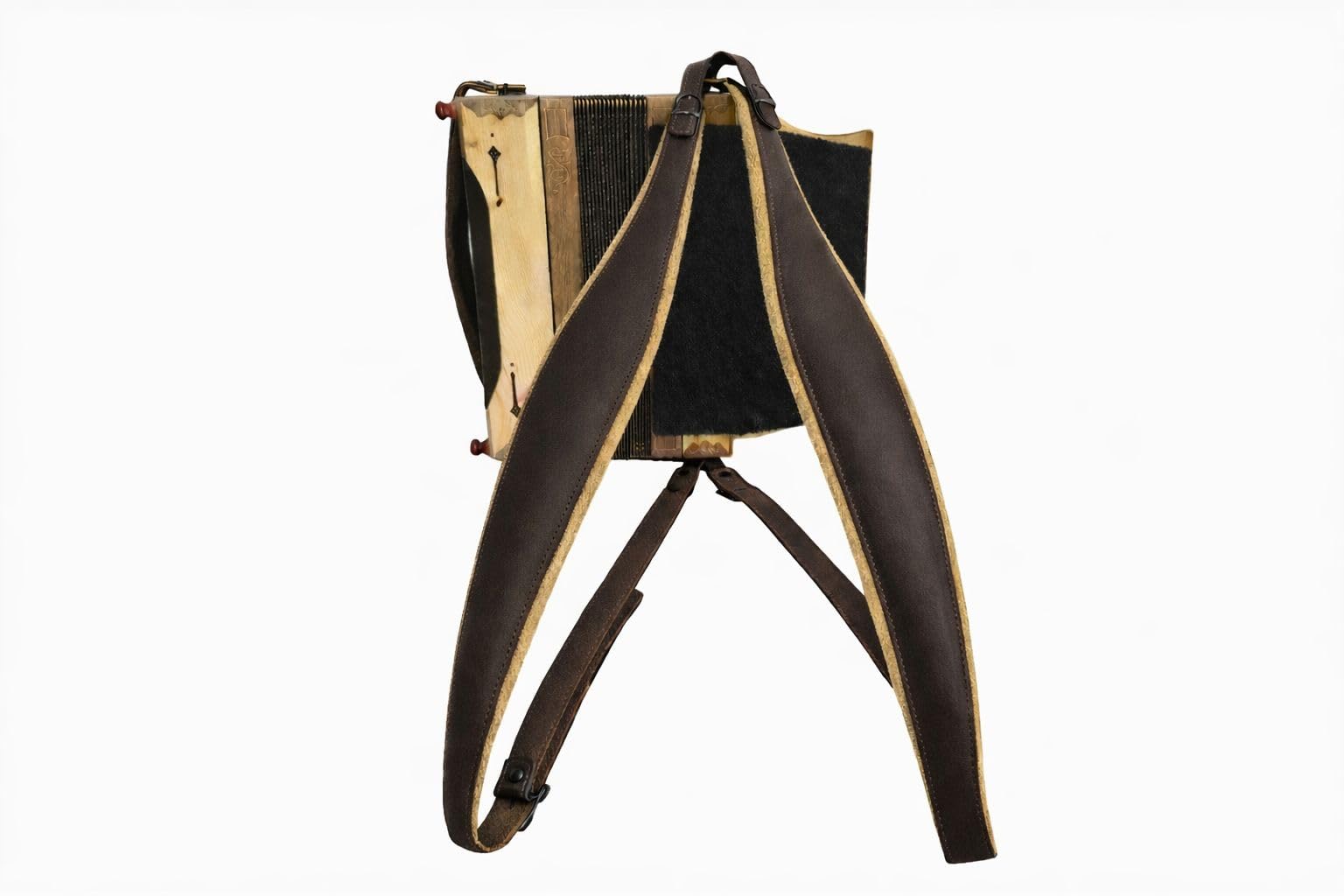 Generisch Steirische Harmonika Riemen Set Comfort XL – Braun Beige – Tragegurte, Bassriemen, Rückenverbinder & Verstellerset – gepolstertes Zubehör für Harmonika – verstellbar, bequem & hochwertig