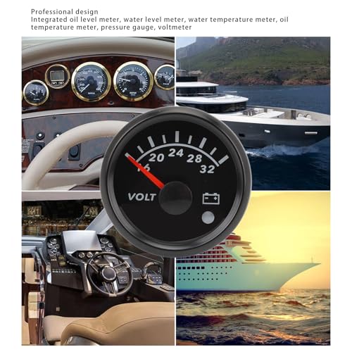 AOWINHIT 52mm Boat Gauge 7 Color Digital Display Fuel Water Level Water Temperature Meter Voltmeter with Alarm for Yacht RV Truck Motor - Thumbnail 4
