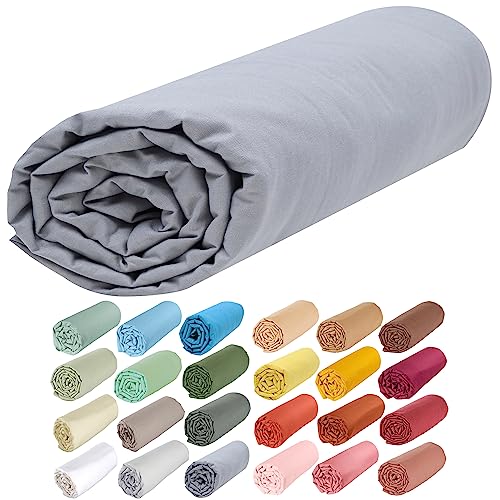 Drap housse 60x120 cm élastique bonnets 15 cm gris foncé pour lit bébé sans plis