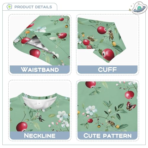 JUNZAN Funny Cranberries Fruit Sage Green Kids Girls Sweatshirts Hoodies Long Sleeve Hoodies for Girls Sports 4T3