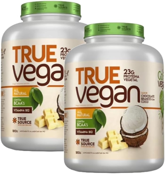 Kit 2X: Proteína True Vegan Chocolate Branco com Coco True Source 1810g