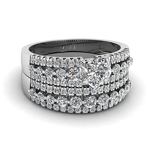 Pierre précieuse ensemble à trois rangées argent sterling cœur anneaux de mariage dames