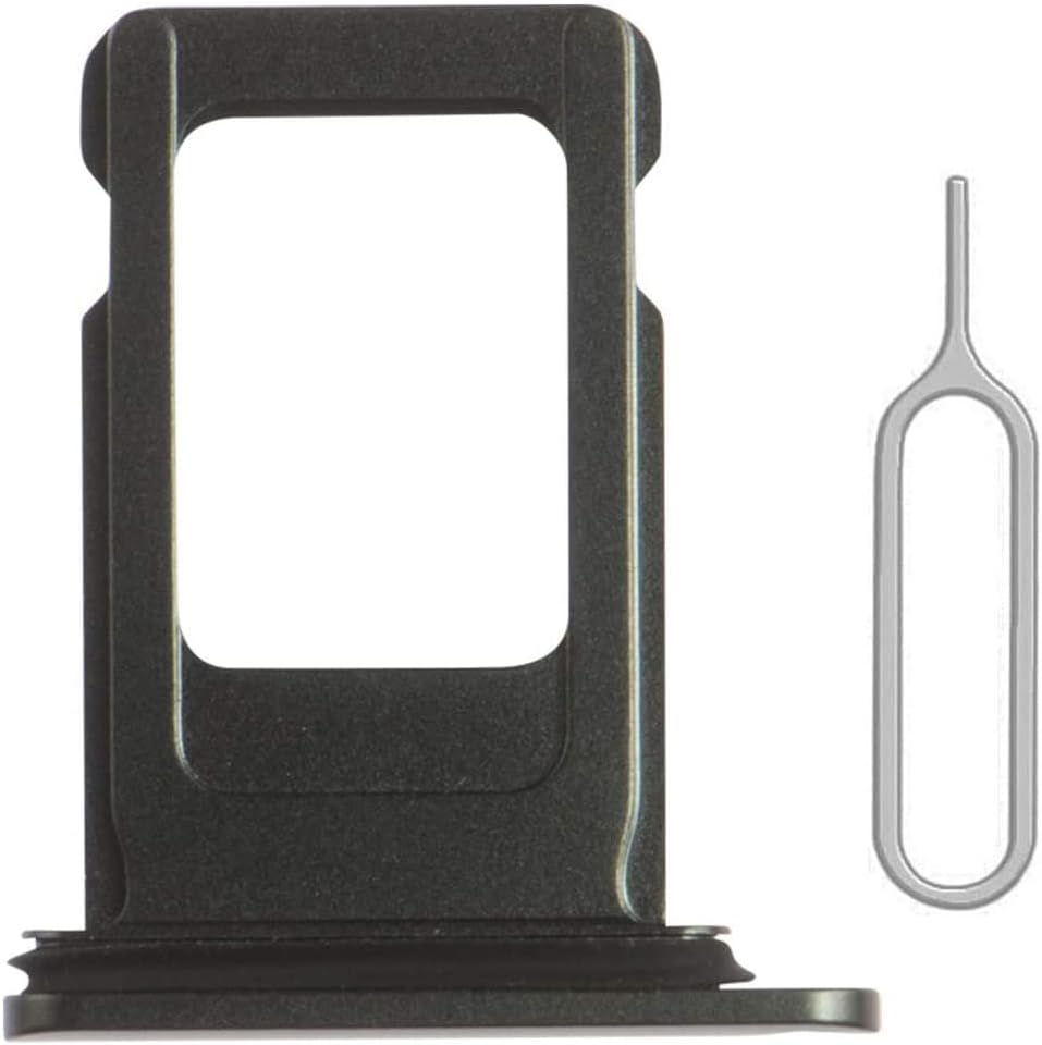 SIM Card Tray Holder Slot Replacement for iPhone 11 (Black) with Waterproof Rubber Ring and Eject Pin (Single Sim Version)
