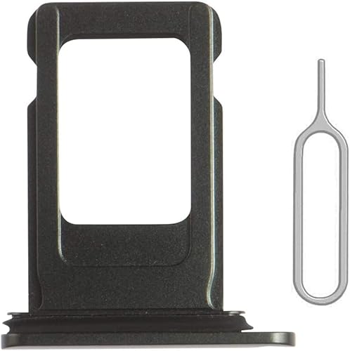 Reemplazo de ranura para bandeja de tarjeta SIM para iPhone XR (negro) con anillo de goma impermeable y pasador de expulsión (versión de SIM