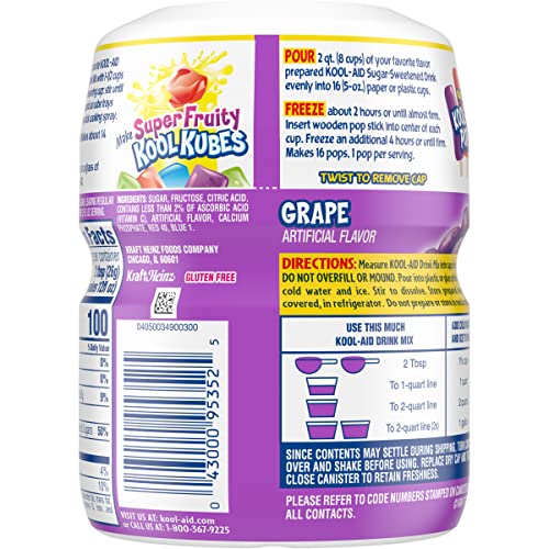 Image of Kool-Aid Powdered Soft Drink Mix, Sugar-Sweetened Grap, 19 oz Canister