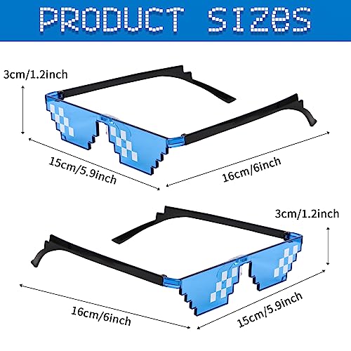 KIMOBER 10 Pack Sunglasses,5 Colors 8 Bits Pixelated Mosaic Gamer Glasses for Photo Props Party Favors2