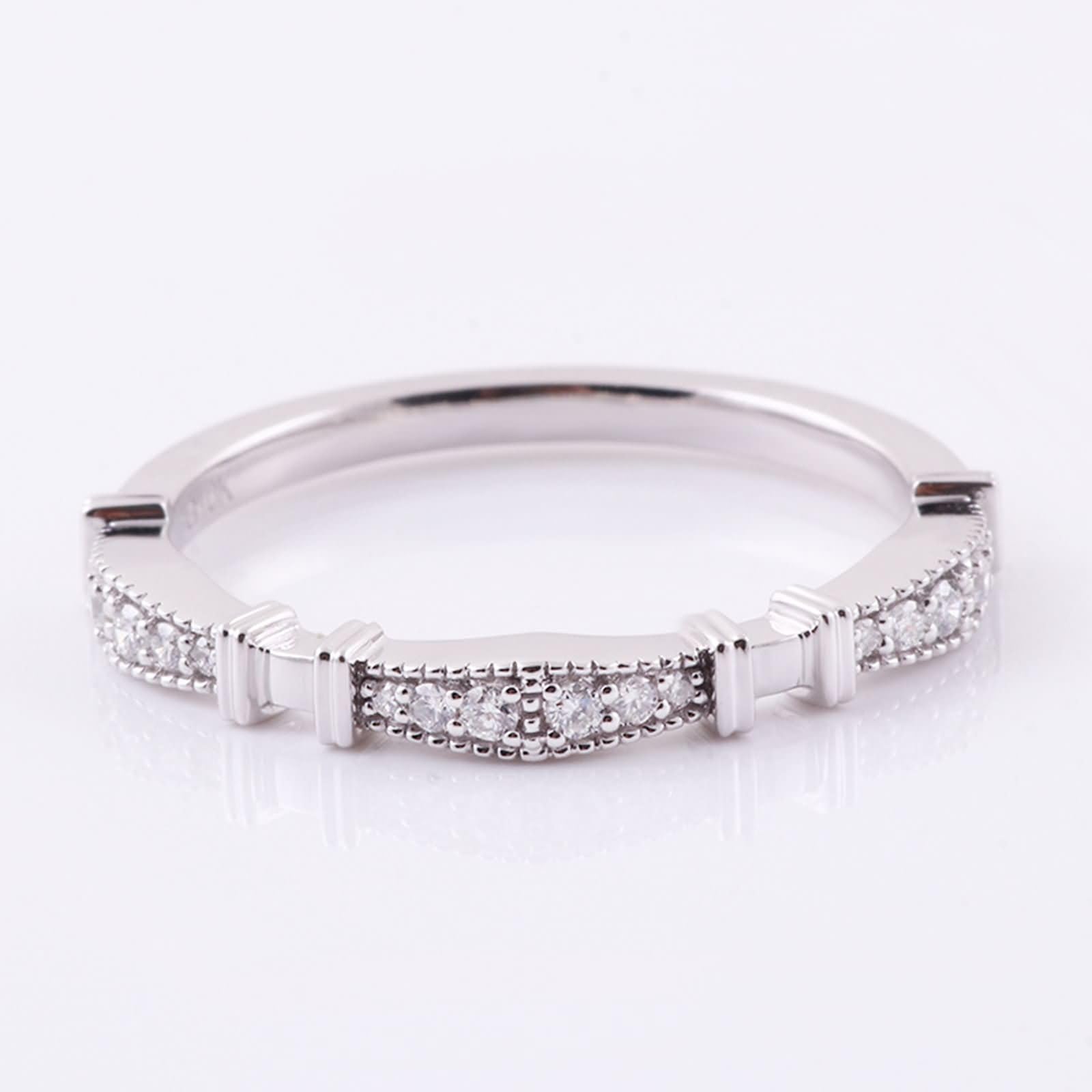 Anillos de mejor amiga, anillos de novia redondos con moissanita de oro blanco de 9 quilates para mujer