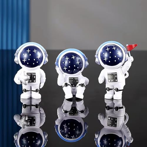 Ni-JASW ブルースター宇宙飛行士像、樹脂宇宙テーマの置物ケーキトッパーシェルフルーム装飾
