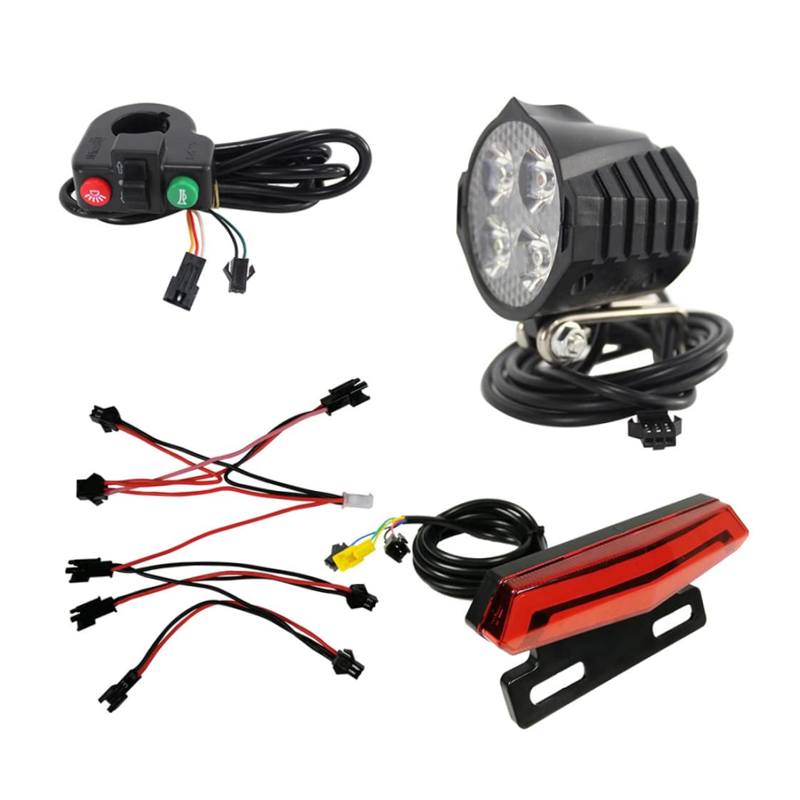 Faro per bici elettrica Fanale posteriore Gruppo luci per bicicletta elettrica Luce anteriore Corno posteriore Set nero