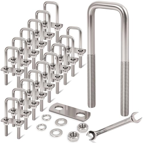 Image of 16 Pcs M8 Square U Bolts 1 Inch Wide, 5 /16 inch x 1 inchW x 3-5 /8 inchL