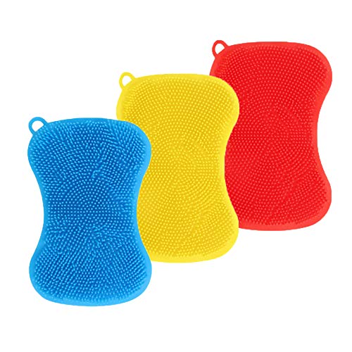 Silicone Sponge 3pcs Dish Scrubber Kitchen Brush Kitchen Dish Cleaning Silicone Sponge