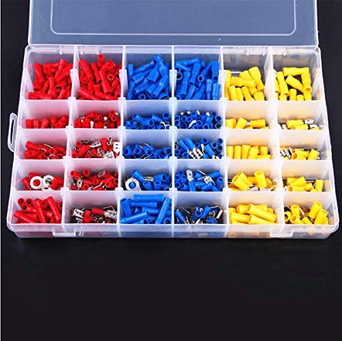 Davitu 720Pcs/lot Assorted Insulated Electrical Wire Terminals Crimp Connector Spade Set Red Yellow Blue