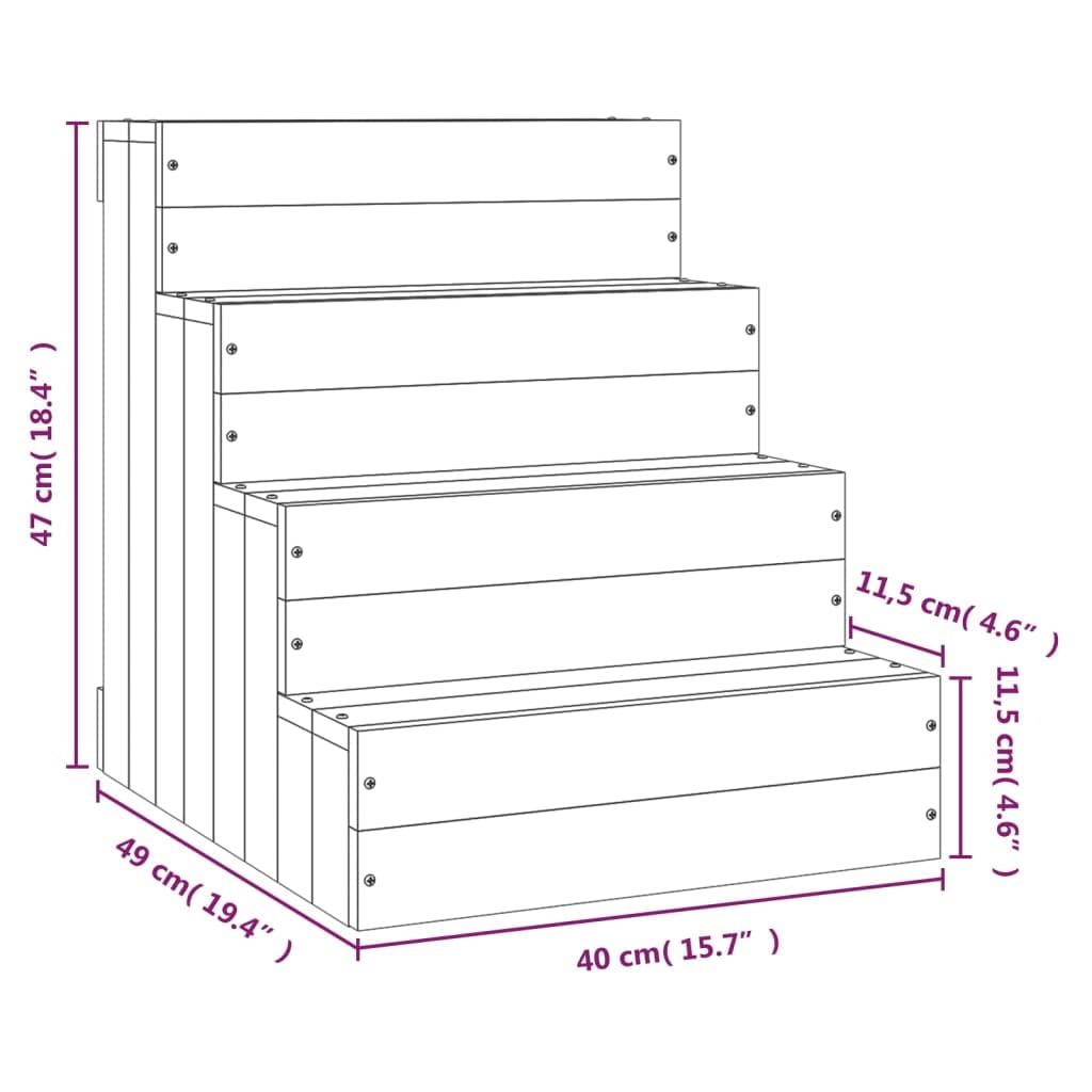 Genérico Escalera Mascotas Madera Maciza de Pino marrón Miel 40x49x47 cm,Productos para Mascotas,Productos para Mascotas,Escalones y rampas para mascotas-822469