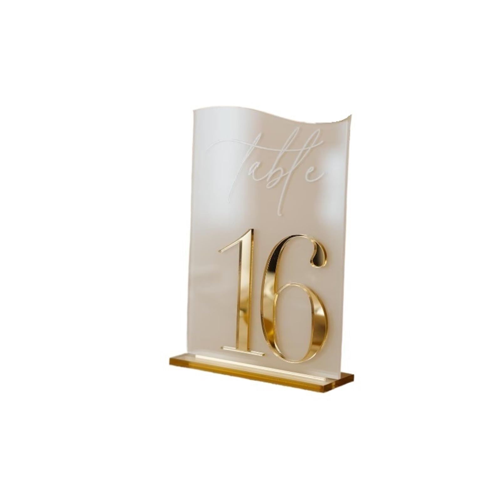Table Number Holder Wedding Table Numbers with Stands Acrylic 3D Gold Mirror Signs Reception Decor-Table Setting for Party,Anniversary Place Card Holder For Wedding(Gold on frosted,Table 1-20)