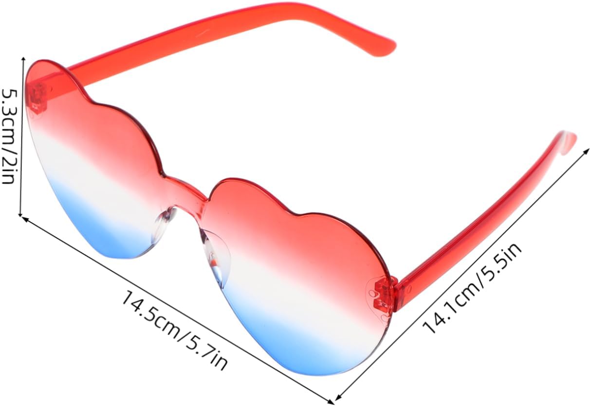 BESTonZON 5pcs Patriotic Heart-shaped Sunglasses for Independence Day Celebrations Rimless Party Eyewear for Men and Women for Festivals and Events