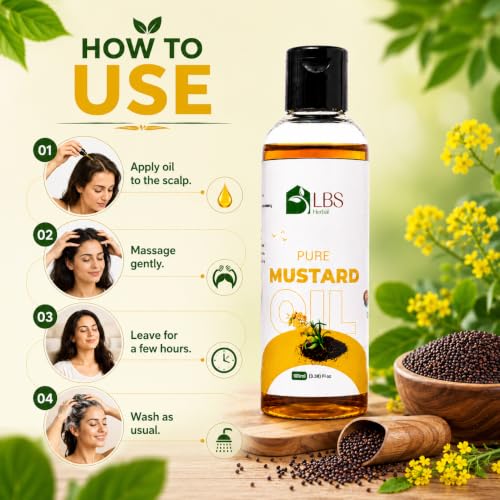 Image of Pure Mustard Oil 100% Extra Virgin Cold Pressed | Natural Carrier for Hair, Scalp & Skin Care | Deep Moisturizing Formula for Healthy Looking Hair & Daily Massage | 100ml (Pack of 2)