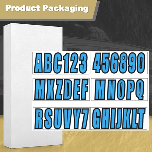 Image of 24 Sheets 3 Inch Blue Boat Identification Stickers | Fit Boat Engine Decor Blue Self Adhesive Vinyl Letters and Numbers Stickers