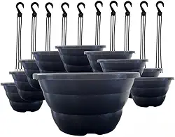 Vasos 21cm Preta com Haste 43cm Ideal p/Rosa do Deserto, Samambaia, Cerâmica vasos para plantas para Rosa do Deserto, Samambaia, Suculentas e Plantas Internas(10)