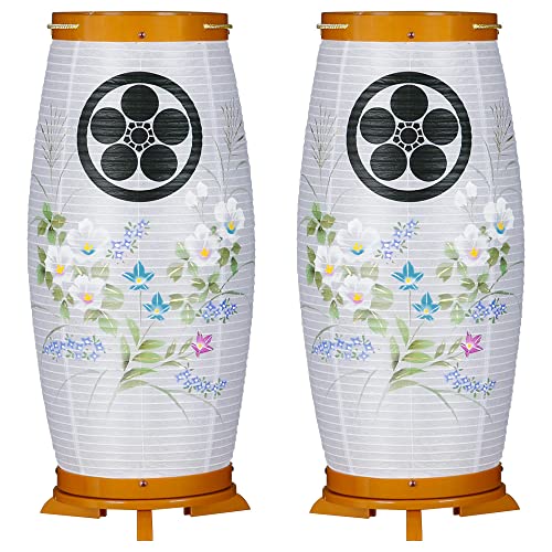 仏壇屋 滝田商店 【盆提灯・家紋】 家紋入り お盆 提灯 回転行灯 こまち チーク 8932-1-2 一対セット(2個)◆高さ40cm×巾17cm◆ ミニサイズ 手描き 証明書付