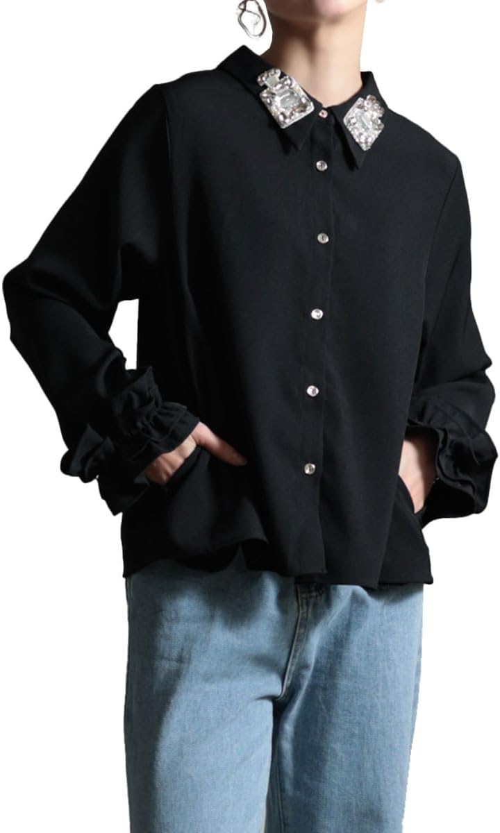 45R プチデニムのカットワーク刺繍スモックブラウス45rpm ブラウス